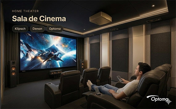 Sala de cinema e home theater residencial em Goiânia — projeto Track Áudio