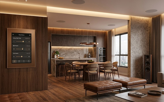 Sonorização ambiente multiroom residencial em Goiânia — projeto Track Áudio